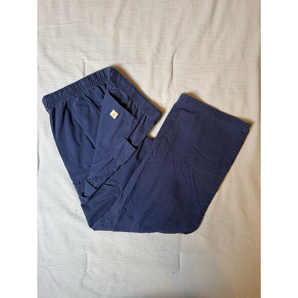 Carhartt Ripstop Cargo Pants Mens Large Navy Blue Workwear Utility Drawstring - Picture 1 of 14